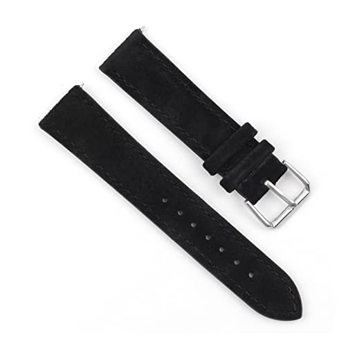 VISIYUBL Retro Leder Watchstrap Armband 18mm 20mm 22mm 24mm Handgemachte Nähte Schnellversion for Watch-Zubehör (Color : Black, Size : 24mm) von VISIYUBL