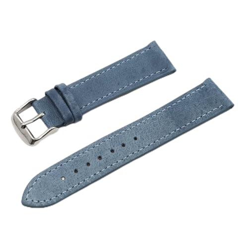 VISIYUBL Retro Uhrarmbandband 18mm 20mm 22mm 24mm Lederarmbands Grau Schwarz Braun Blau For Männer Watch Zubehör (Color : Blue, Size : 20mm) von VISIYUBL