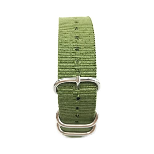 VISIYUBL Riemenuhr Band Army Sport Nylon Stoff Armband Edelstahl Schnalle for Frauen Männer Uhren Zubehör 20mm 22mm 24mm (Color : Green, Size : 18mm) von VISIYUBL