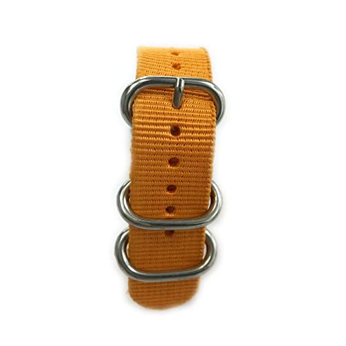 VISIYUBL Riemenuhr Band Army Sport Nylon Stoff Armband Edelstahl Schnalle for Frauen Männer Uhren Zubehör 20mm 22mm 24mm (Color : Orange, Size : 20mm) von VISIYUBL