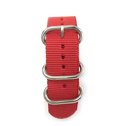 VISIYUBL Riemenuhr Band Army Sport Nylon Stoff Armband Edelstahl Schnalle for Frauen Männer Uhren Zubehör 20mm 22mm 24mm (Color : Red, Size : 18mm) von VISIYUBL