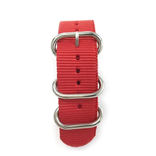 VISIYUBL Riemenuhr Band Army Sport Nylon Stoff Armband Edelstahl Schnalle for Frauen Männer Uhren Zubehör 20mm 22mm 24mm (Color : Red, Size : 20mm) von VISIYUBL