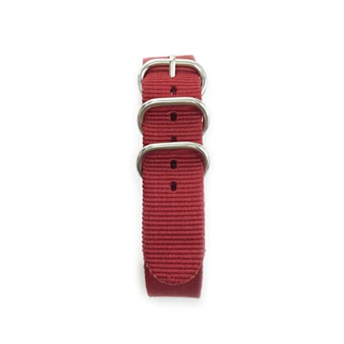 VISIYUBL Riemenuhr Band Army Sport Nylon Stoff Armband Edelstahl Schnalle for Frauen Männer Uhren Zubehör 20mm 22mm 24mm (Color : Wine red, Size : 24mm) von VISIYUBL