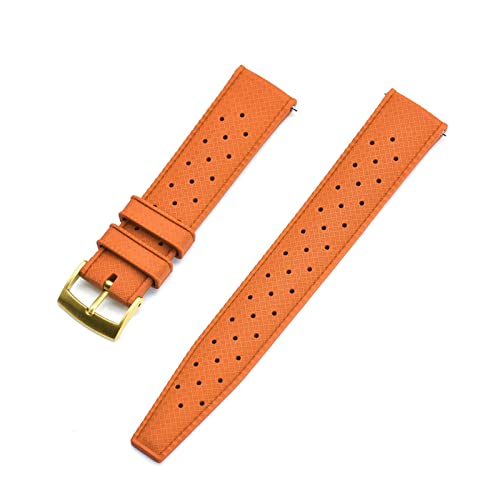 VISIYUBL Schnellspanner tropischer Gummi-Uhr-Armband 20mm Ersatz for Seiko SRP777J1. Tauchen wasserdichte Armbandarmbande (Color : Orange Gold, Size : 20mm) von VISIYUBL