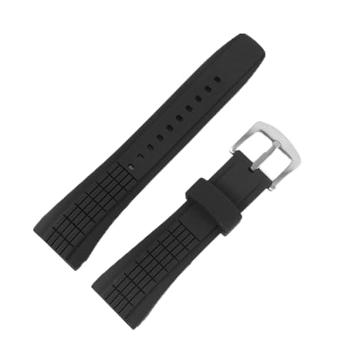 VISIYUBL Schwarz 26mm Natur weiche dauerhafte Gummi Edelstahl Pin Schnalle Strap Fit for Japan Velatura/SRH SCPC077 CPC077 Watchstrap + Tool. (Color : Black silver buckle, Size : 26mm) von VISIYUBL