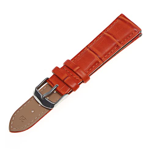 VISIYUBL Schwarze Uhrenbänder Gurt Watchband Leder Männer Frauen 12mm 14mm 16mm 18mm 20mm 22mm Uhrengurt Gürtel (Color : Orange, Size : 14mm) von VISIYUBL