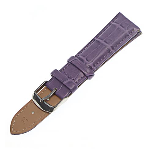 VISIYUBL Schwarze Uhrenbänder Gurt Watchband Leder Männer Frauen 12mm 14mm 16mm 18mm 20mm 22mm Uhrengurt Gürtel (Color : Purple, Size : 16mm) von VISIYUBL