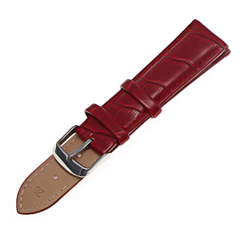 VISIYUBL Schwarze Uhrenbänder Gurt Watchband Leder Männer Frauen 12mm 14mm 16mm 18mm 20mm 22mm Uhrengurt Gürtel (Color : RED, Size : 12mm) von VISIYUBL