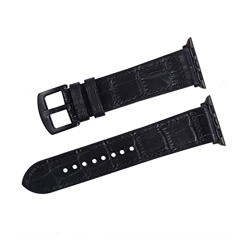 VISIYUBL Silikon + Leder Uhr Armband 38mm 40mm 42mm 44mm Gurtuhr 3/2/1 Ersatzarmband Fit for iwatch 4/5 (Color : Crocodile Black, Size : 40mm) von VISIYUBL