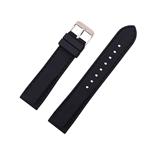 VISIYUBL Silikon Gummi -Sport -Uhr -Band Universal Watchband -Armband Armband 16 mm 18 mm 20 mm 22 mm 24 mm for Männer Frauen (Color : Black black line, Size : 16mm) von VISIYUBL