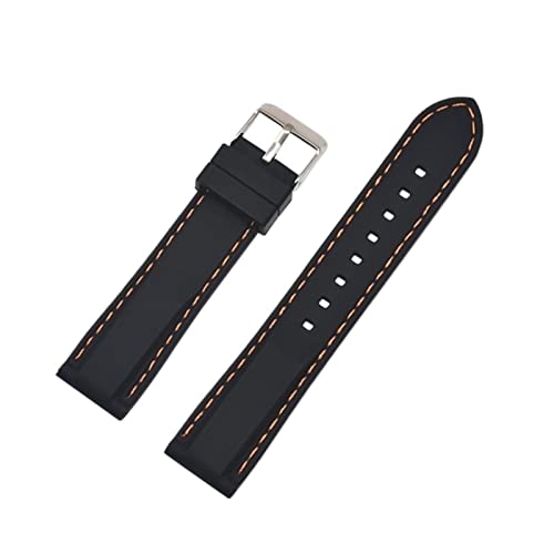 VISIYUBL Silikon Gummi -Sport -Uhr -Band Universal Watchband -Armband Armband 16 mm 18 mm 20 mm 22 mm 24 mm for Männer Frauen (Color : Black orange line, Size : 16mm) von VISIYUBL