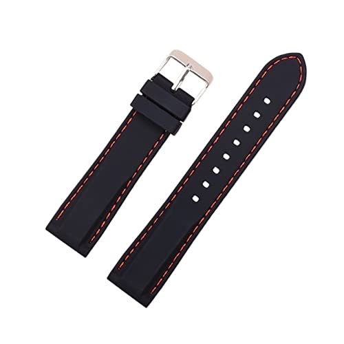VISIYUBL Silikon Gummi -Sport -Uhr -Band Universal Watchband -Armband Armband 16 mm 18 mm 20 mm 22 mm 24 mm for Männer Frauen (Color : Black red line, Size : 24mm) von VISIYUBL