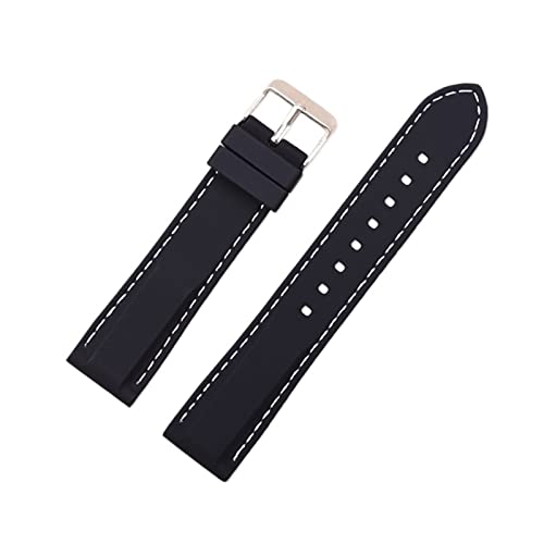 VISIYUBL Silikon Gummi -Sport -Uhr -Band Universal Watchband -Armband Armband 16 mm 18 mm 20 mm 22 mm 24 mm for Männer Frauen (Color : Black white line, Size : 16mm) von VISIYUBL