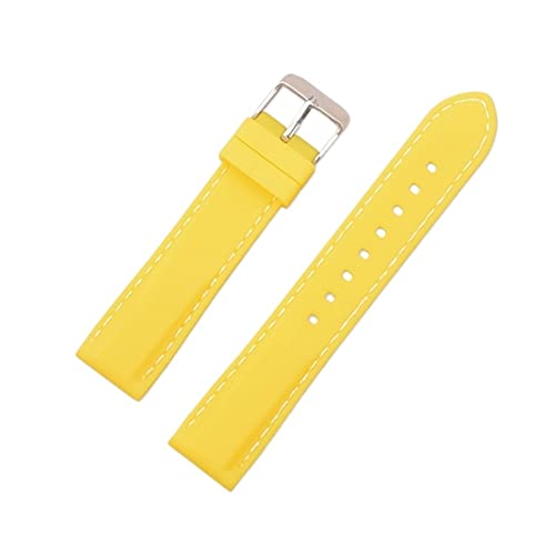 VISIYUBL Silikon Gummi -Sport -Uhr -Band Universal Watchband -Armband Armband 16 mm 18 mm 20 mm 22 mm 24 mm for Männer Frauen (Color : Yellow, Size : 20mm) von VISIYUBL