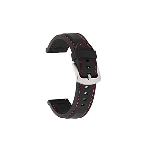 VISIYUBL Silikon Gummi -Sport -Uhren -Band Universal Handgelenksgürtel Armband 18mm 20 mm 22 mm 24 mm Pass for Samsung Gear S2 S3 Fit for Huawei Watch Männer Frauen (Color : Black-redline01, Size : von VISIYUBL