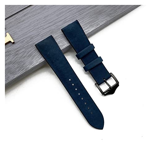 VISIYUBL Silikon-Leder-Uhr-Uhr-Armband 20mm Fit for Xiaomi Haylou Solar 22mm Fit for Huawei-Uhr Sport-Armband-Fit for Samsung-Getriebe S3 Uhrenarmband (Color : Blue, Size : 22mm) von VISIYUBL