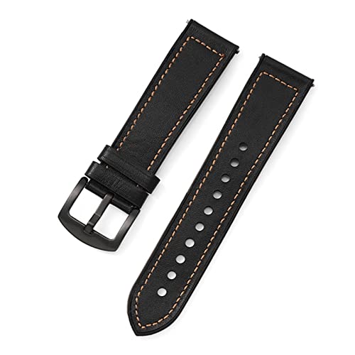 VISIYUBL Silikon Leder Uhrenband Schnellveröffentlichung Watch Band Armband 20mm 22mm Smart Watch Gurt for Männer Frauen Uhren Accessoires (Color : Black, Size : 22mm) von VISIYUBL