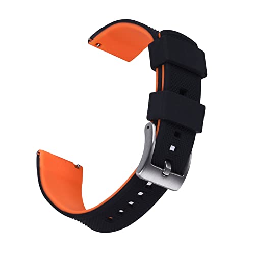 VISIYUBL Silikon Smart Watch-Bands 22mm Quick Release Gummi Watch Strap Wasserdichte Armband Armbande Männer Frauen Watch Zubehör (Color : BLACK-ORANGE, Size : 20mm) von VISIYUBL