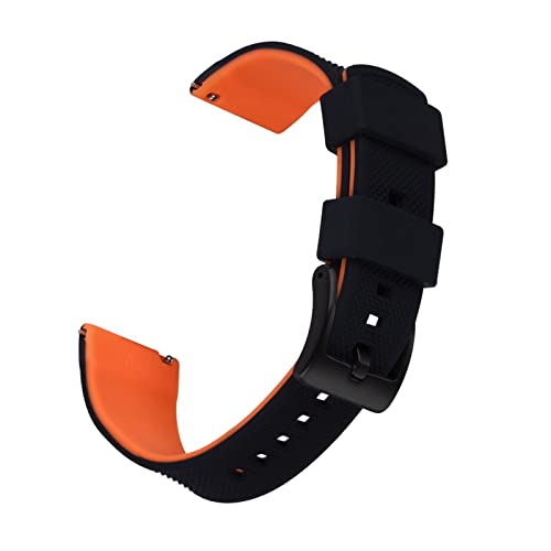 VISIYUBL Silikon Smart Watch-Bands 22mm Quick Release Gummi Watch Strap Wasserdichte Armband Armbande Männer Frauen Watch Zubehör (Color : BLACK-ORANGE 1, Size : 20mm) von VISIYUBL