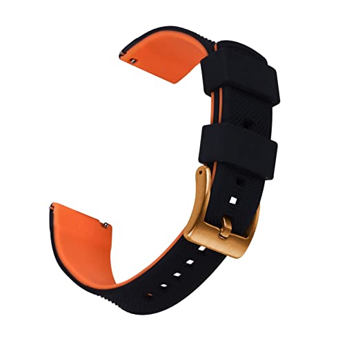 VISIYUBL Silikon Smart Watch-Bands 22mm Quick Release Gummi Watch Strap Wasserdichte Armband Armbande Männer Frauen Watch Zubehör (Color : BLACK-ORANGE 2, Size : 20mm) von VISIYUBL