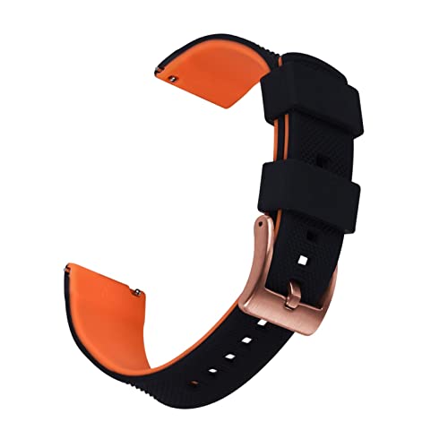 VISIYUBL Silikon Smart Watch-Bands 22mm Quick Release Gummi Watch Strap Wasserdichte Armband Armbande Männer Frauen Watch Zubehör (Color : BLACK-ORANGE 3, Size : 20mm) von VISIYUBL