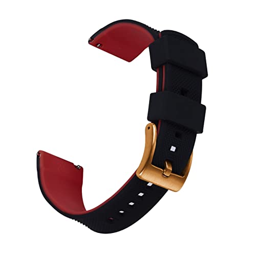 VISIYUBL Silikon Smart Watch-Bands 22mm Quick Release Gummi Watch Strap Wasserdichte Armband Armbande Männer Frauen Watch Zubehör (Color : BLACK-RED 2, Size : 20mm) von VISIYUBL