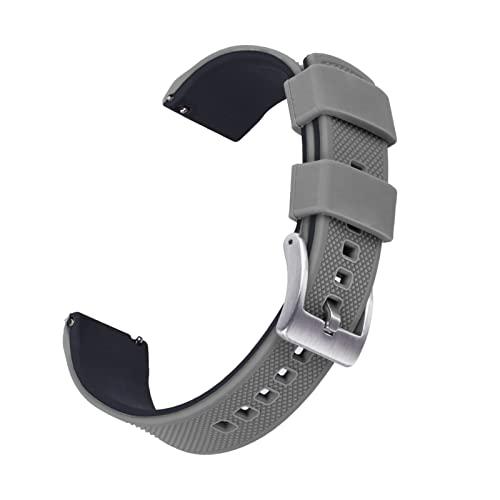 VISIYUBL Silikon Smart Watch-Bands 22mm Quick Release Gummi Watch Strap Wasserdichte Armband Armbande Männer Frauen Watch Zubehör (Color : GRAY-BLACK, Size : 22MM) von VISIYUBL