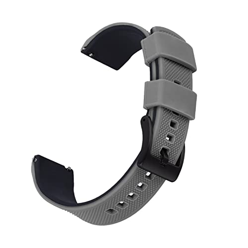VISIYUBL Silikon Smart Watch-Bands 22mm Quick Release Gummi Watch Strap Wasserdichte Armband Armbande Männer Frauen Watch Zubehör (Color : GRAY-BLACK 1, Size : 20mm) von VISIYUBL