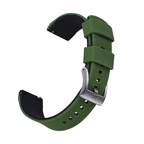 VISIYUBL Silikon Smart Watch-Bands 22mm Quick Release Gummi Watch Strap Wasserdichte Armband Armbande Männer Frauen Watch Zubehör (Color : GREEN-BLACK, Size : 22MM) von VISIYUBL