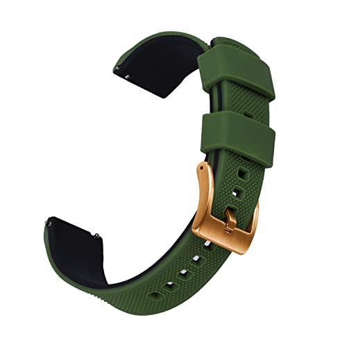 VISIYUBL Silikon Smart Watch-Bands 22mm Quick Release Gummi Watch Strap Wasserdichte Armband Armbande Männer Frauen Watch Zubehör (Color : GREEN-BLACK 2, Size : 20mm) von VISIYUBL