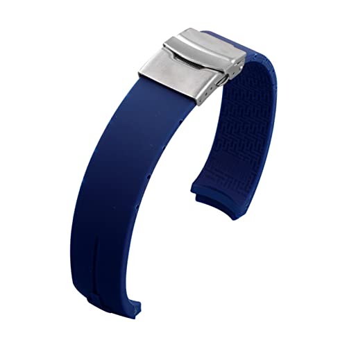 VISIYUBL Silikon-Uhr-Bandbänder 20mm 21mm Experte T013 T047 T081 T33 Gummi-Strap T-Sport-Armband wasserdicht T013420A T047420A. for Tissot passen (Color : Blue claspsilver1, Size : 20mm) von VISIYUBL