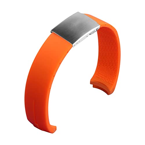 VISIYUBL Silikon-Uhr-Bandbänder 20mm 21mm Experte T013 T047 T081 T33 Gummi-Strap T-Sport-Armband wasserdicht T013420A T047420A. for Tissot passen (Color : Orange claspsilver, Size : 20mm) von VISIYUBL