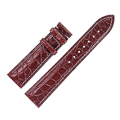 VISIYUBL Skin Leather Watchband Gürtelarmband Armbänder for 12/13/14/15/16/11/18/19/2011/11/12/12/12 (Color : Brown white line, Size : 14mm) von VISIYUBL