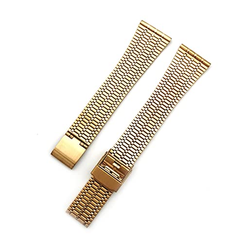 VISIYUBL Slim Edelstahlriemen 20mm 22 mm Männer Frauen Schnellfreisetzung Edelstahl Metall Armband Band Fit for Samsung Fit for Galaxy Watch 4 (Color : Gold, Size : 22mm) von VISIYUBL