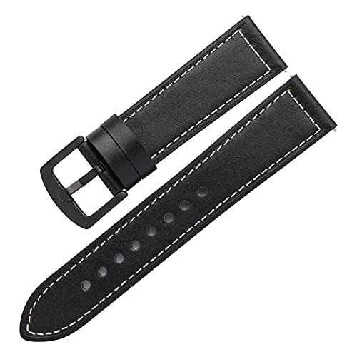 VISIYUBL Smart Watch Leder Bands Camouflage 20mm 22mm Gestanzte Leder Watch Strap Schneider Release Armband Fit for Samsung Galaxy (Color : Black, Size : 20mm) von VISIYUBL