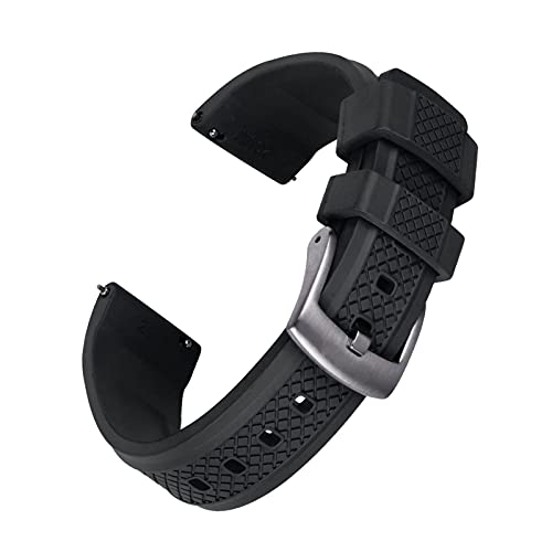 VISIYUBL Stil Fluor-Gummi-Riemen 20mm 22mm Uhren-Band-Taucher-Keeper-Schnellspanner-Uhr-Armband for Männer Frauen-Watch-Zubehör (Color : Black, Size : 20mm) von VISIYUBL