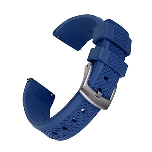 VISIYUBL Stil Fluor-Gummi-Riemen 20mm 22mm Uhren-Band-Taucher-Keeper-Schnellspanner-Uhr-Armband for Männer Frauen-Watch-Zubehör (Color : Navy Blue, Size : 20mm) von VISIYUBL