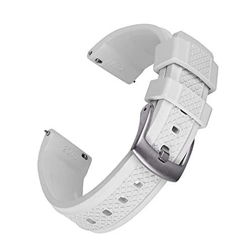 VISIYUBL Stil Fluor-Gummi-Riemen 20mm 22mm Uhren-Band-Taucher-Keeper-Schnellspanner-Uhr-Armband for Männer Frauen-Watch-Zubehör (Color : White, Size : 20mm) von VISIYUBL