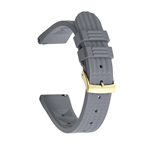 VISIYUBL Tauchuhrband Fit for Waffelgummi-Gurt 20mm 22mm Edelstahlschnalle for jedes Markenuhren Zubehör (Color : Gray Gold Buckle, Size : 20mm) von VISIYUBL