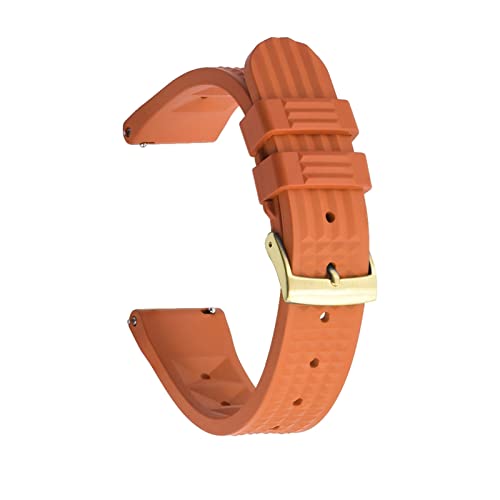 VISIYUBL Tauchuhrband Fit for Waffelgummi-Gurt 20mm 22mm Edelstahlschnalle for jedes Markenuhren Zubehör (Color : Orange Gold Buckle, Size : 22mm) von VISIYUBL