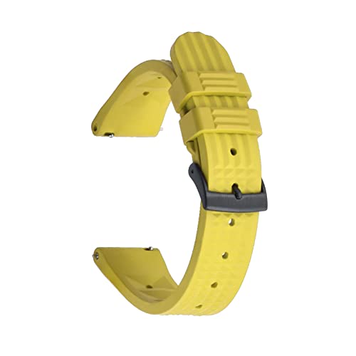 VISIYUBL Tauchuhrband Fit for Waffelgummi-Gurt 20mm 22mm Edelstahlschnalle for jedes Markenuhren Zubehör (Color : Yellow Black Buckle, Size : 20mm) von VISIYUBL