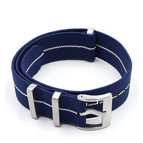 VISIYUBL Trendy Marke Nylon Nato Strap Watch Elastic Gürtel Französische Truppen Fallschirmtasche Armband 18mm 20mm 22mm Militär Armbanduhr (Color : Navy-White Line, Size : 20mm) von VISIYUBL