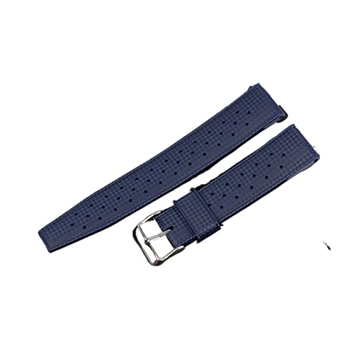 VISIYUBL Tropische Fluor-Gummi-Uhr-Armband 20mm 22mm wasserdichtes poröses atmungsaktive Tauchsport Männer Frauen Watch Strap-Ersatz (Color : Blue, Size : 20mm) von VISIYUBL