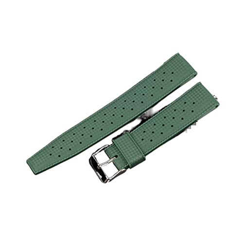 VISIYUBL Tropische Fluor-Gummi-Uhr-Armband 20mm 22mm wasserdichtes poröses atmungsaktive Tauchsport Männer Frauen Watch Strap-Ersatz (Color : Green, Size : 22mm) von VISIYUBL