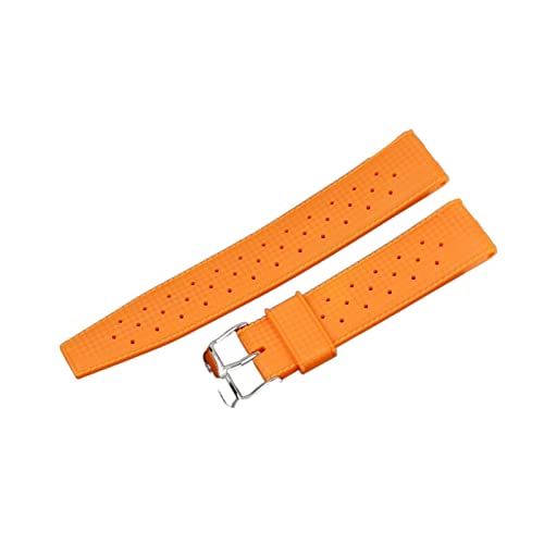 VISIYUBL Tropische Fluor-Gummi-Uhr-Armband 20mm 22mm wasserdichtes poröses atmungsaktive Tauchsport Männer Frauen Watch Strap-Ersatz (Color : Orange, Size : 22mm) von VISIYUBL