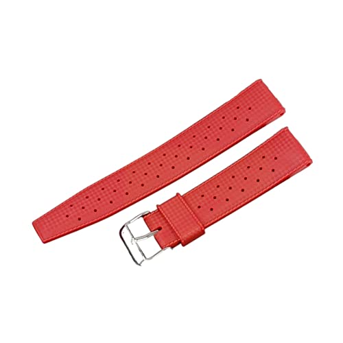 VISIYUBL Tropische Fluor-Gummi-Uhr-Armband 20mm 22mm wasserdichtes poröses atmungsaktive Tauchsport Männer Frauen Watch Strap-Ersatz (Color : Red, Size : 20mm) von VISIYUBL