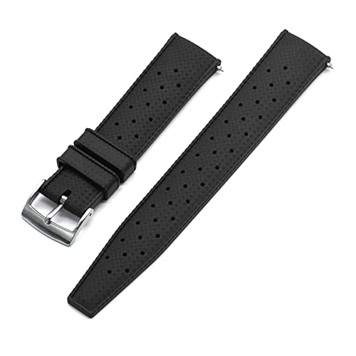 VISIYUBL Tropischer Gummi-Riemen 20mm 22mm Uhren-Bands passen for Seiko SRP777J1. Tauchen wasserdichte Armband for Männer ansehen Zubehör (Color : Black Silver, Size : 20mm) von VISIYUBL