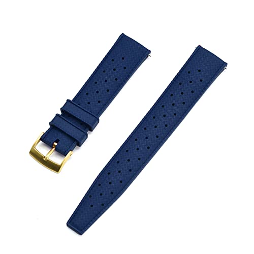 VISIYUBL Tropischer Gummi-Riemen 20mm 22mm Uhren-Bands passen for Seiko SRP777J1. Tauchen wasserdichte Armband for Männer ansehen Zubehör (Color : Blue Gold, Size : 20mm) von VISIYUBL