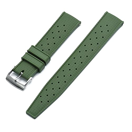 VISIYUBL Tropischer Gummi-Riemen 20mm 22mm Uhren-Bands passen for Seiko SRP777J1. Tauchen wasserdichte Armband for Männer ansehen Zubehör (Color : Green Silver, Size : 22mm) von VISIYUBL