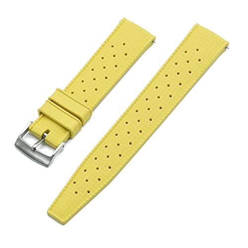 VISIYUBL Tropischer Gummi-Riemen 20mm 22mm Uhren-Bands passen for Seiko SRP777J1. Tauchen wasserdichte Armband for Männer ansehen Zubehör (Color : Yellow Silver, Size : 22mm) von VISIYUBL